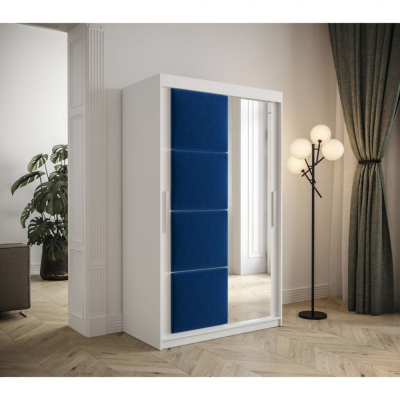 Šatníková skriňa s posuvnými dverami 120 cm TALIA - biela / modrá