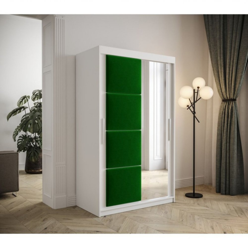 Šatníková skriňa s posuvnými dverami 120 cm TALIA - biela / zelená