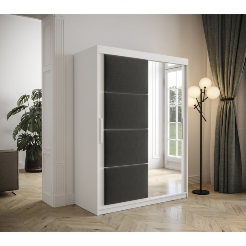Šatníková skriňa s posuvnými dverami 150 cm TALIA - biela / sivá