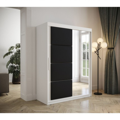Šatníková skriňa s posuvnými dverami 150 cm TALIA - biela / čierna