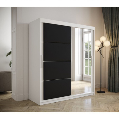Šatníková skriňa s posuvnými dverami 180 cm TALIA - biela / čierna