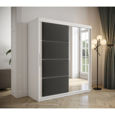 Šatníková skriňa s posuvnými dverami 180 cm TALIA - biela / sivá
