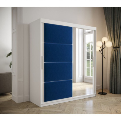 Šatníková skriňa s posuvnými dverami 180 cm TALIA - biela / modrá