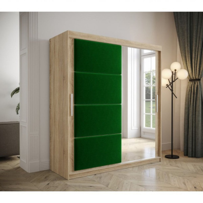 Šatníková skriňa s posuvnými dverami 180 cm TALIA - dub sonoma / zelená