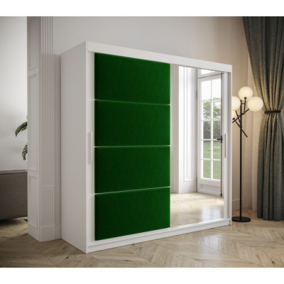 Šatníková skriňa s posuvnými dverami 200 cm TALIA - biela / zelená