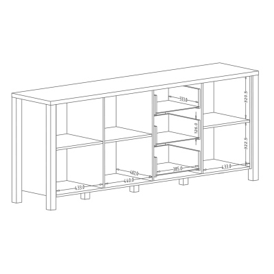 Široká kombinovaná komoda OKAL - appenzeller / čierna