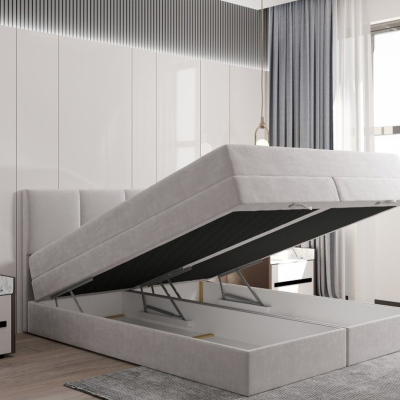 Čalúnená posteľ s úložným priestorom 200x200 PORSHA - sivá