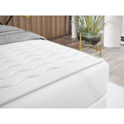 Boxspringová manželská posteľ 180x200 CLARA - biela eko koža + topper ZDARMA
