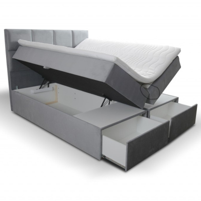 Čalúnená posteľ s úložným priestorom a zásuvkami 140x200 GARIK - staroružová