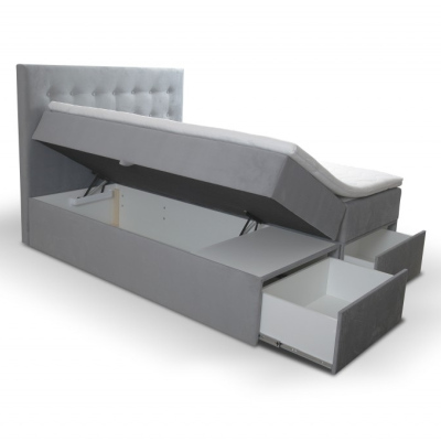 Čalúnená posteľ s úložným priestorom a zásuvkami 140x200 GARIK - svetlozelená