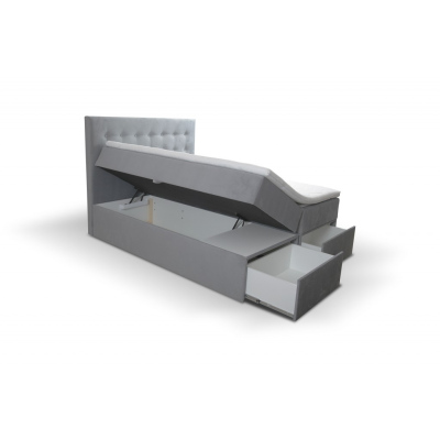 Čalúnená posteľ s úložným priestorom a zásuvkami 140x200 GARIK - svetlozelená