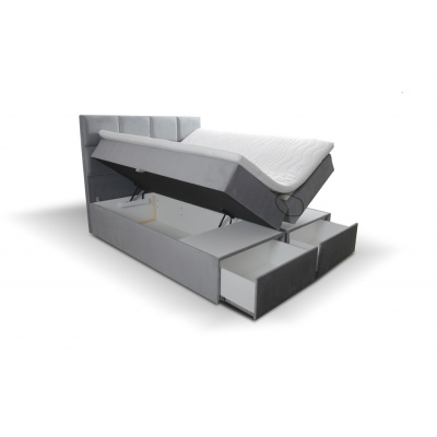 Čalúnená posteľ s úložným priestorom a zásuvkami 160x200 GARIK - svetlozelená