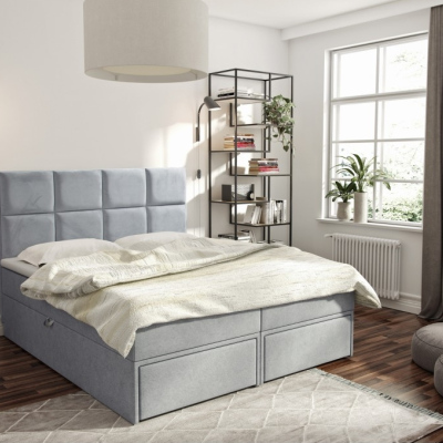 Čalúnená posteľ s úložným priestorom a zásuvkami 180x200 GARIK - modrá