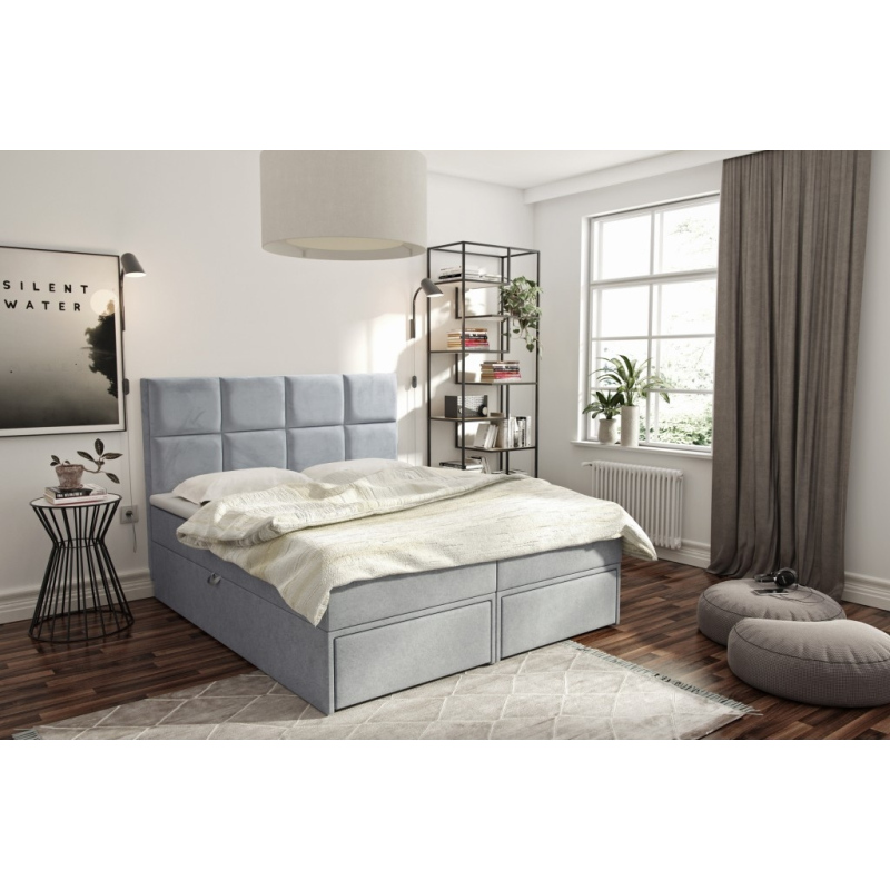 Čalúnená posteľ s úložným priestorom a zásuvkami 180x200 GARIK - modrá