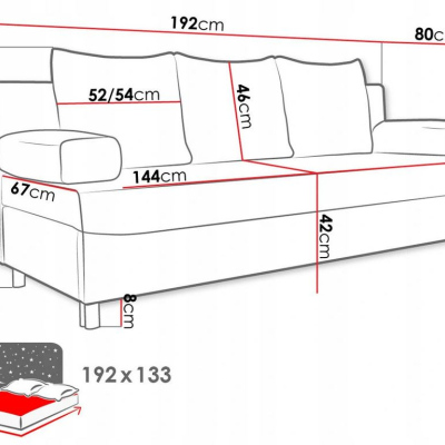 Rozkladacia pohovka s úložným priestorom ELZA - čierna / červená
