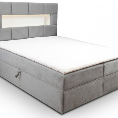 Čalúnená posteľ s úložným priestorom a zásuvkami 160x200 CHARLIE - sivá