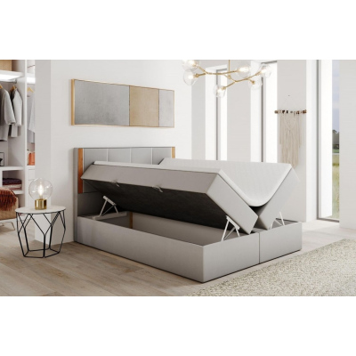 Čalúnená manželská posteľ s čelom 160x200 PURAM - svetlosivá