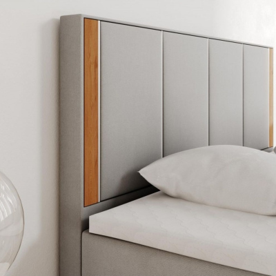 Čalúnená manželská posteľ s čelom 160x200 PURAM - svetlosivá
