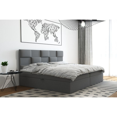 Čalúnená posteľ s úložným priestorom 200x200 SCOTTY - sivá