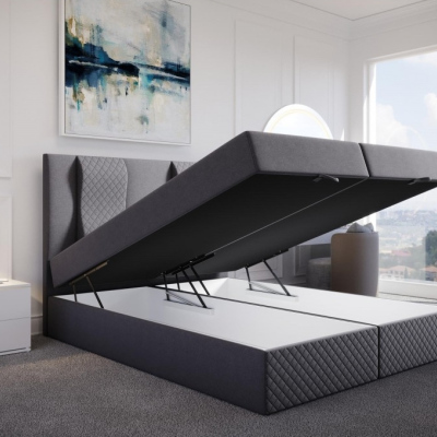 Prešívaná manželská posteľ s vysokým čelom 160x200 BARBI - sivá