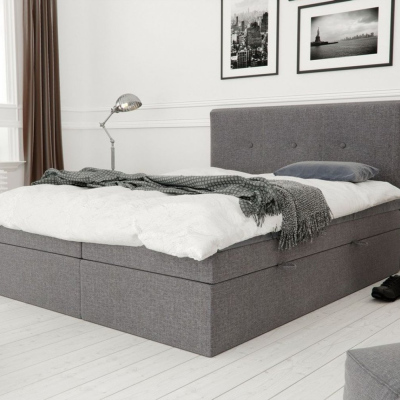 Čalúnená posteľ s úložným priestorom 140x200 LAKOTA - sivá