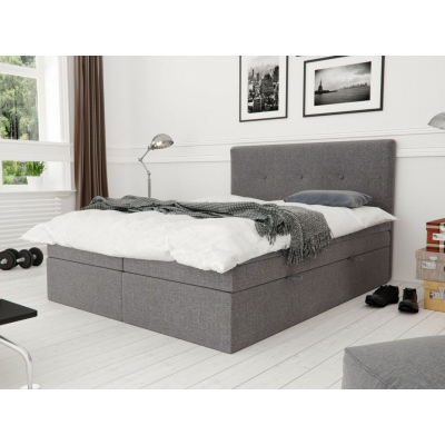 Čalúnená posteľ s úložným priestorom 200x200 LAKOTA - sivá