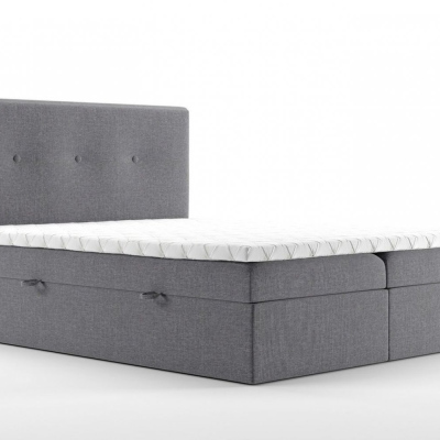 Čalúnená posteľ s úložným priestorom 200x200 LAKOTA - sivá