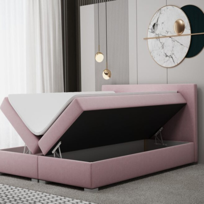 Pohodlná boxspringová manželská posteľ LEONTYNA 160x200 - ružová