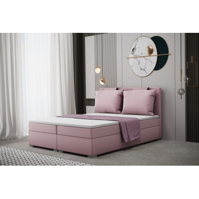 Pohodlná boxspringová manželská posteľ LEONTYNA 160x200 - ružová