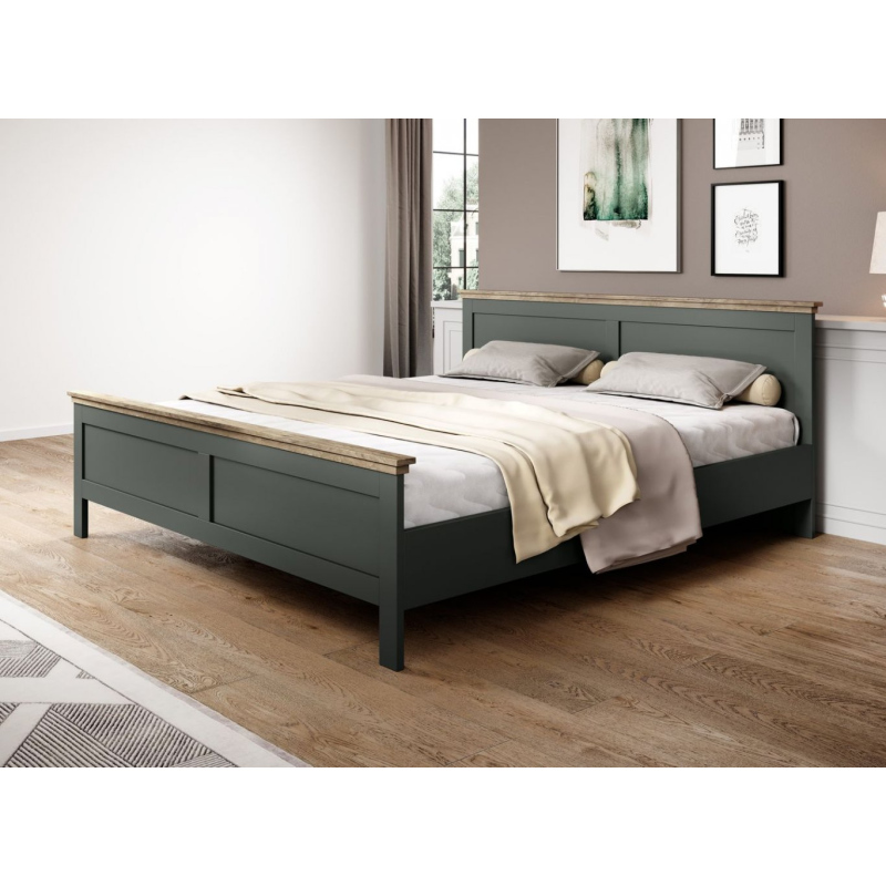 Moderná posteľ 160x200 EROL - zelená / dub lefkas