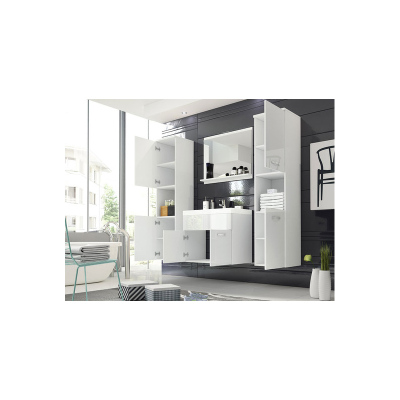 Kúpeľňová zostava ZORAIDA XL - biela / lesklá šedá + batéria Platino ZDARMA