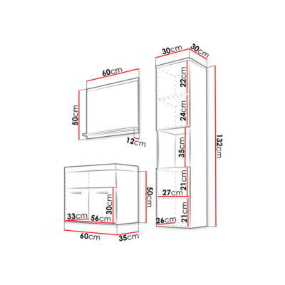 Kúpeľňová zostava ZORAIDA - dub wotan / lesklá biela