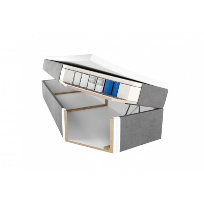 Čalúnená posteľ s úložným priestorom a zásuvkami 200x200 CHARLIE - sivá