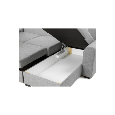 Rohová sedačka do U s úložným priestorom TUCSON 2 - čierna ekokoža / tmavá šedá, ľavý roh