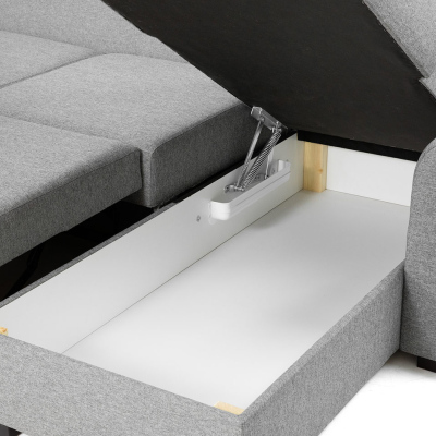 Rozkladacia sedačka do U s úložným priestorom TUCSON 1 - čierna ekokoža / tmavá šedá, ľavý roh
