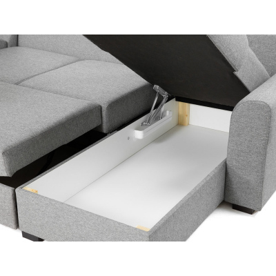 Rozkladacia sedačka do U s úložným priestorom TUCSON 1 - biela ekokoža / tmavá šedá, ľavý roh