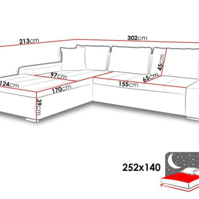 Rohová sedacia súprava ABEL 1 - biela ekokoža / šedá
