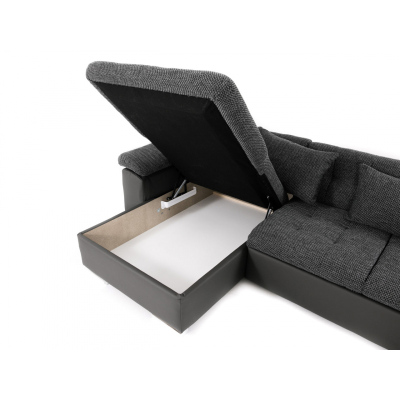 Rohová sedacia súprava s LED podsvietením NELLI 2 - biela ekokoža / šedá, pravý roh