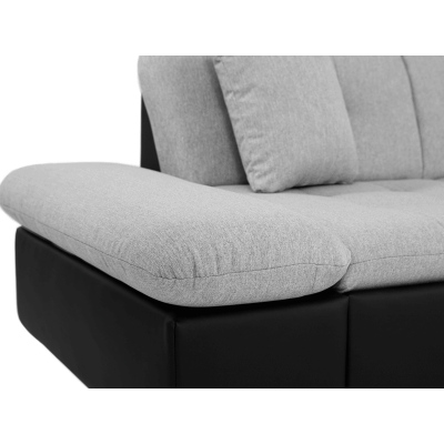 Rohová sedačka s LED podsvietením MARLA - čierna ekokoža / šedá, ľavý roh