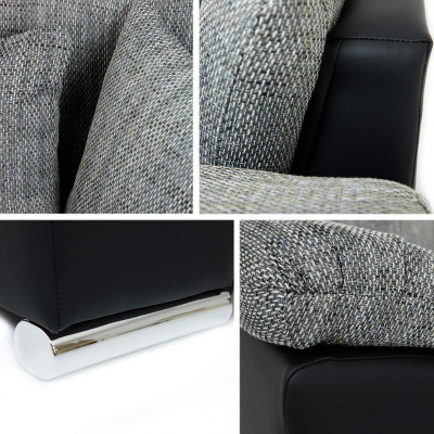Rohová sedacia súprava DELFINA - grafit ekokoža / šedá, ľavý roh