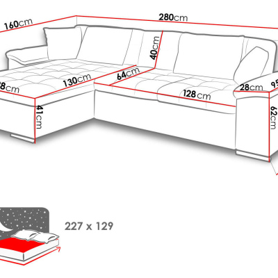 Rohová sedacia súprava DELFINA - grafit ekokoža / šedá, ľavý roh