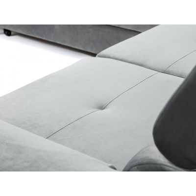 Rohová rozkladacia sedacia súprava SAN DIEGO - čierna ekokoža / šedá
