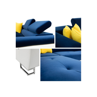 Rozkladacia sedačka s úložným priestorom SAN DIEGO - tmavá modrá / šedá, pravý roh