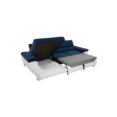 Rozkladacia sedačka s úložným priestorom SAN DIEGO MINI - biela ekokoža / šedá 2, ľavý roh