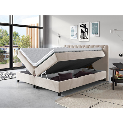 Boxspringová posteľ 160x200 CAITLYN - béžová + topper ZDARMA