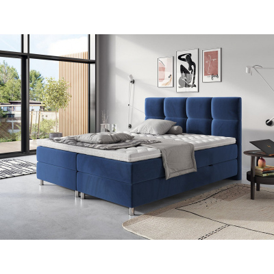 Boxspringová posteľ 140x200 CAMRIN - modrá + topper ZDARMA