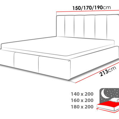Čalúnená manželská posteľ 180x200 LUBBOCK 1 - sivá