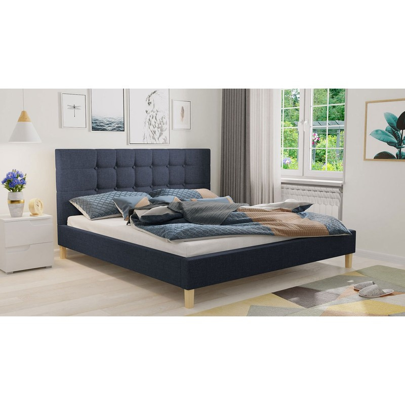 Čalúnená posteľ bez matraca 160x200 cm NEWARK - modrá