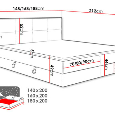 Kontinentálna posteľ 140x200 JERSEY - hnedá / sivá + topper ZDARMA