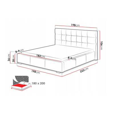 Posteľ s roštom a matracom 180x200 IRVINE 2 - čierna ekokoža